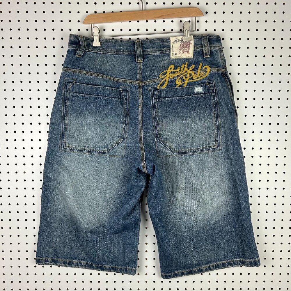 Southpole Baggy Jean Shorts Size 36 Graffiti Grunge Jorts Wide‎ Leg Skate Y2K